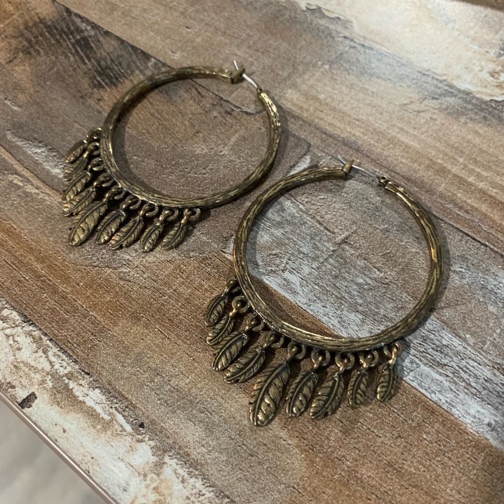 MOVING SALE Lucky Brand Dream Catcher Hoop Feather Earrings